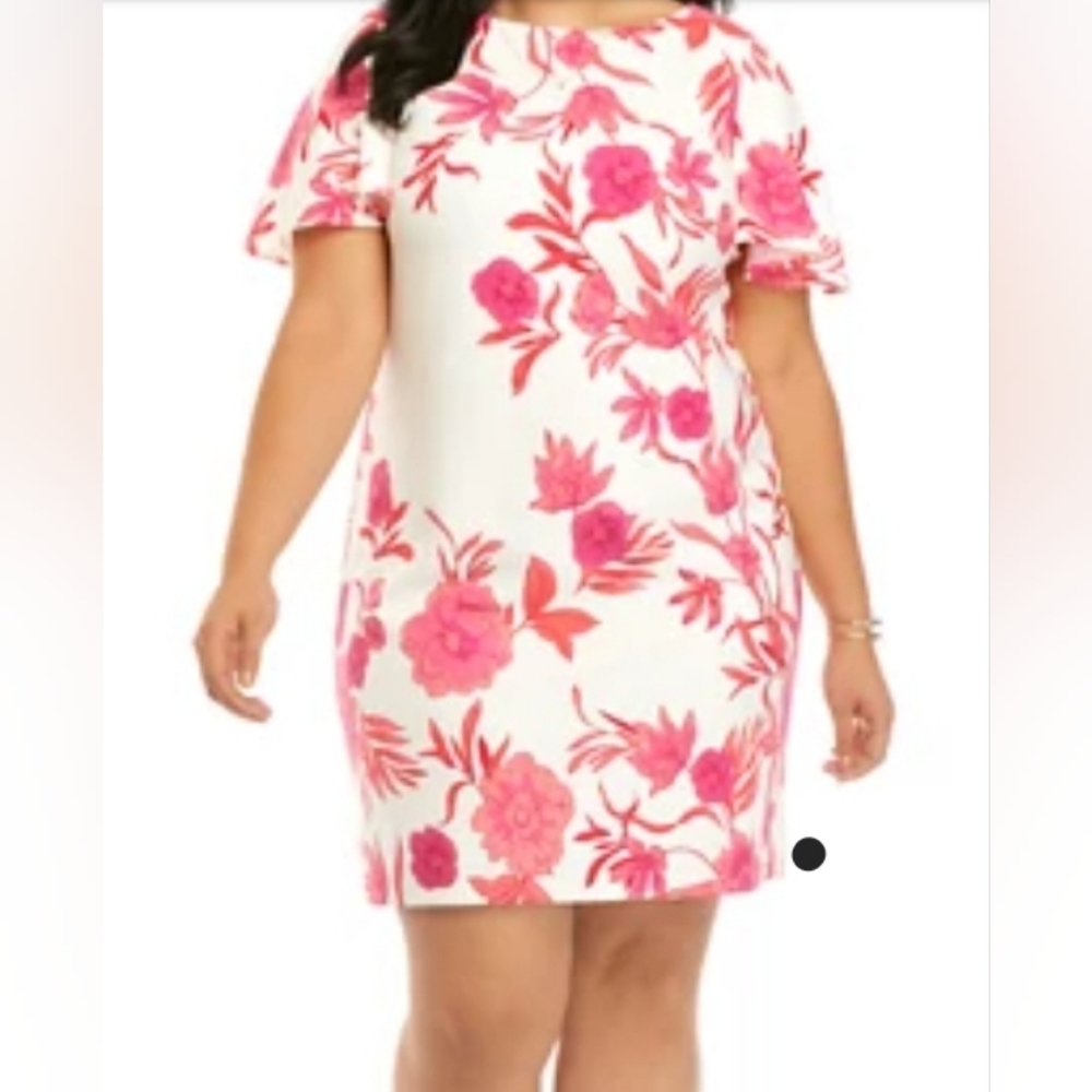 Woman's Dress white with floral size 14